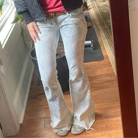 Free People RARE Bali Jeans Bleached Flared Bell Bottoms Boho Hippy Pants 25 - Picture 4 of 13